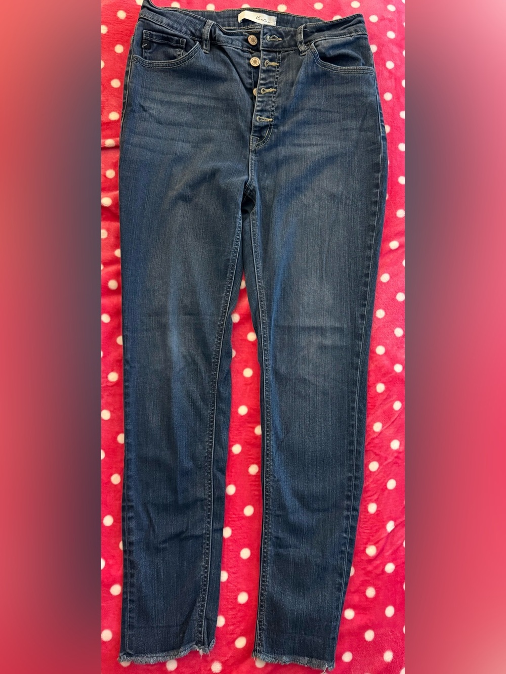KanCan Jeans 11/29 High Rise Button Fly Skinny Raw Hem Dark Wash